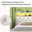 Lit plateforme tapissier en velours avec tête de rangement et station de charge Alber-938086300-938086302