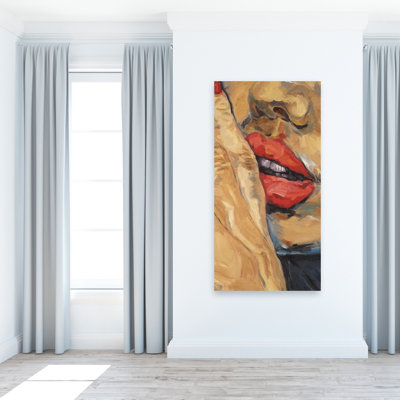 Gros plan sur les lèvres Shush - toile de chambre beige pour la décoration intérieure