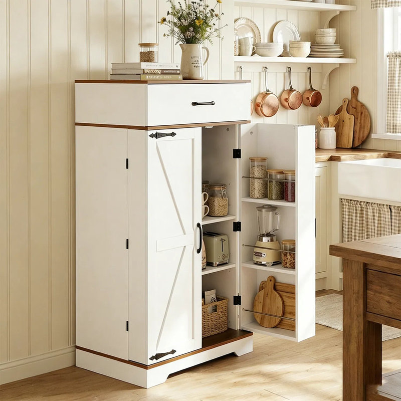 Armoire de rangement Farmry, Brun / Blanc