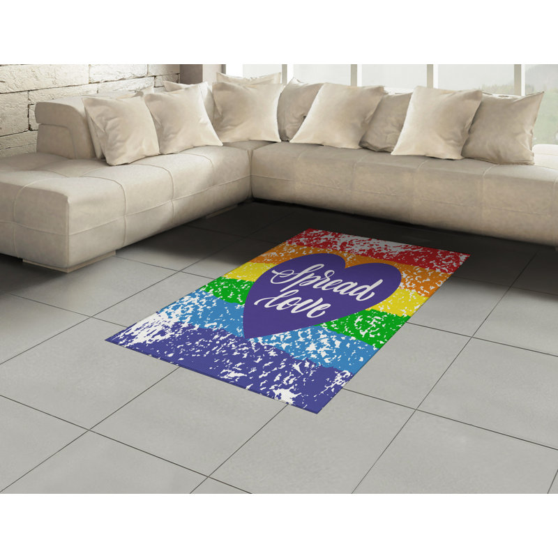 Pride Rainbow High Density Long Fiber Poly Threads Decorative Area Rug Carpet, Rectangle 4' x 5'8"