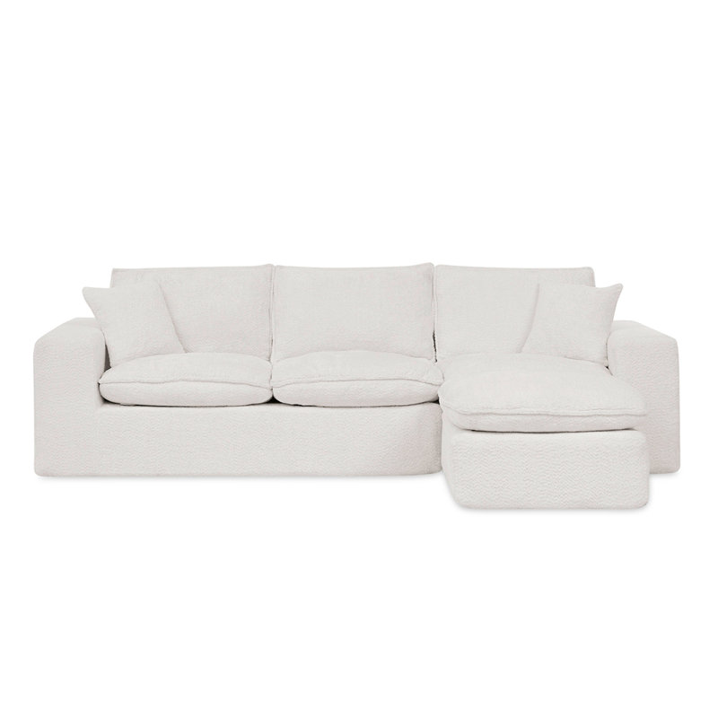 Canapé modulaire moderne 107 po avec méridienne réversible de 107 po Boucle, Beige