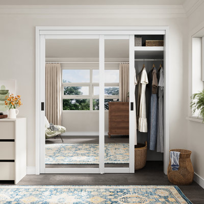 Portes coulissantes pour garde-manger et garde-robe 72 po x 80 po avec trousse de quincaillerie et poignée, sans assemblage