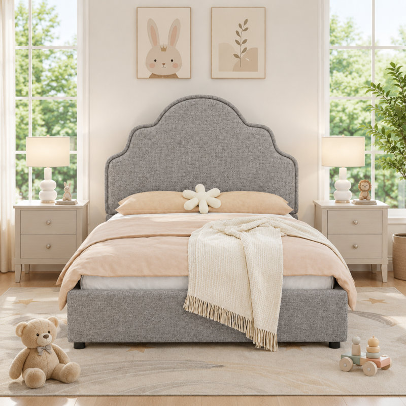 Upholstered Bed, Grey
