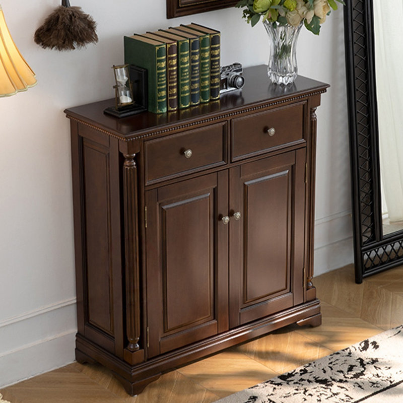 Banc de rangement pour chaussures en bois massif brun noisette