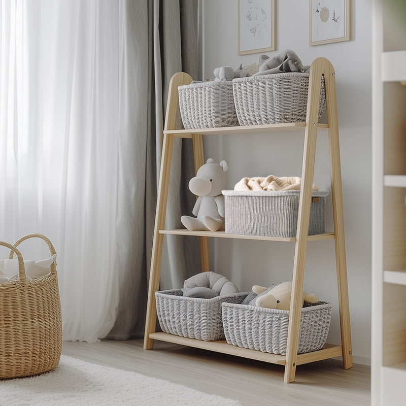 Ensemble de 2 paniers de rangement en tissu mélangé, Gris