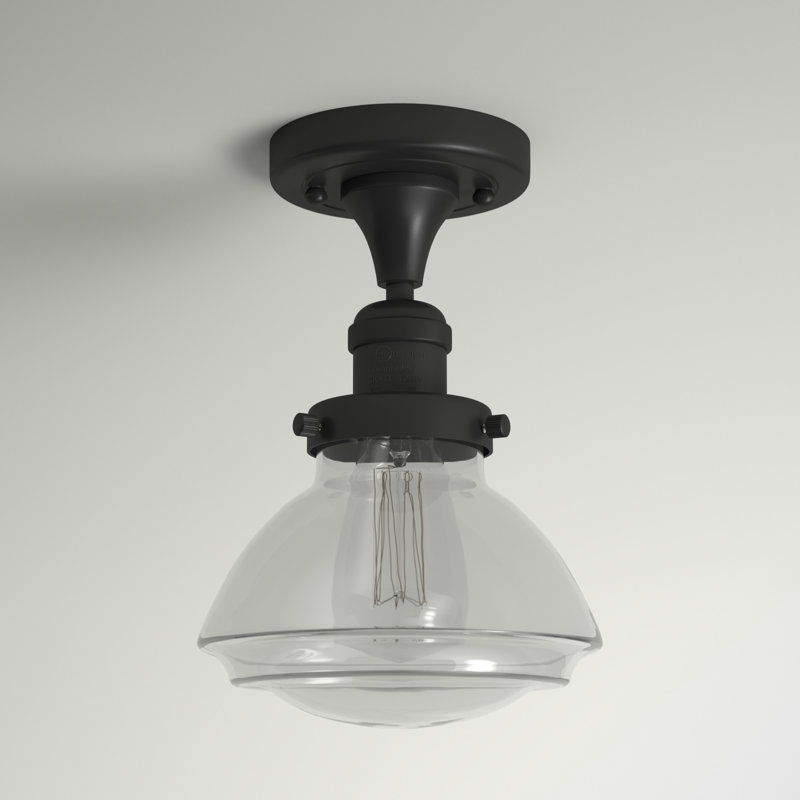 Plafonnier semi-encastré 1 lumière 6,75 po Chesterville, Transparent, Ampoule non incluse, Bronze huilé