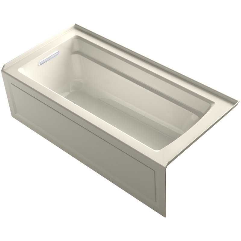 Archer 66" x 32" Acrylic Alcove Soaking with Comfort Depth, Almond, Left