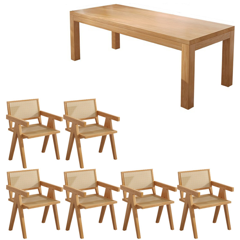Modern simple solid wood dining table set., 29.5"H x 70.8"L x 31.4"W