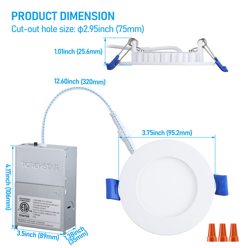 Ensemble d'éclairage encastré 3 "Ultra Slim