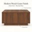 Table basse carrée avec rangement robuste à 4 tiroirs, table de style Mid-Century moderne, en noyer-1152513823
