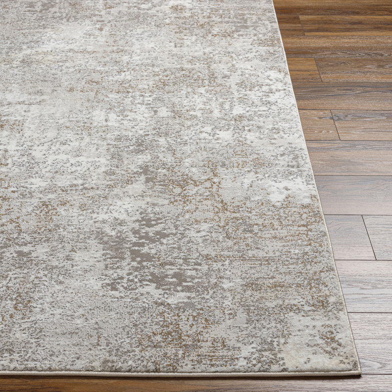Tapis brun clair / beige tissé à la machine Quanna, Rectangle 7 pi 10 po x 10 pi 3 po