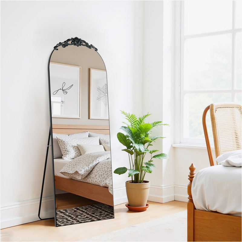 Miroir de plancher Arch, Noir, noir, noir, noir, 63 po x 25 po