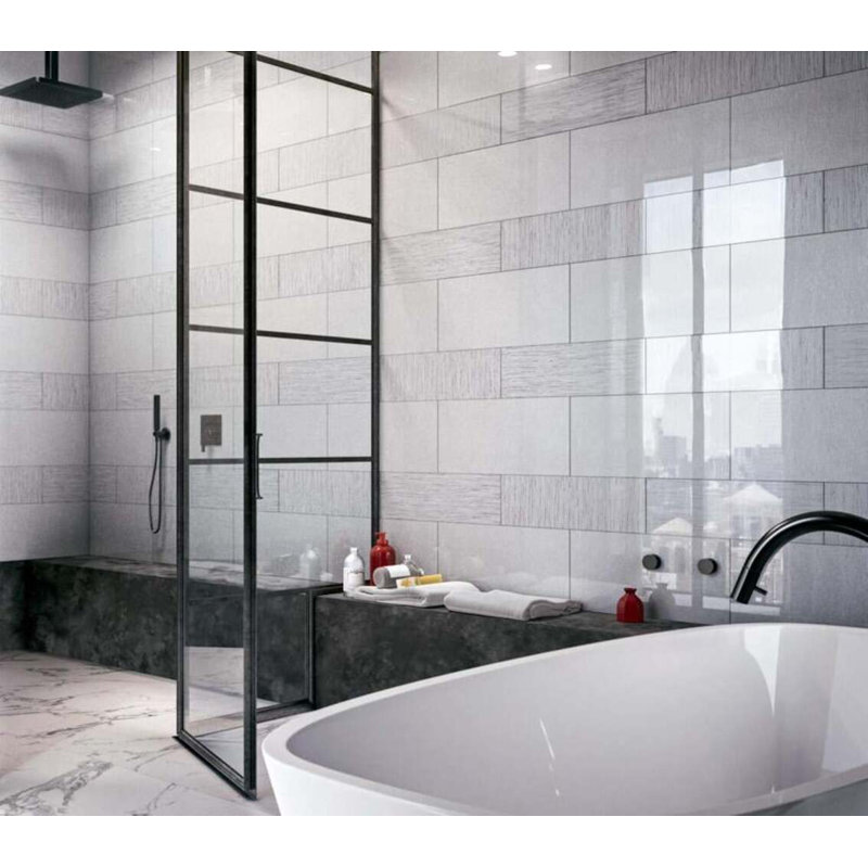 Tela White 23.38" x 23.38" Decorated Glass Tile