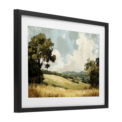 «Peaceful Meadow with Overhanging Clouds», reproduction encadrée sous verre, design par LSR Creative Studio