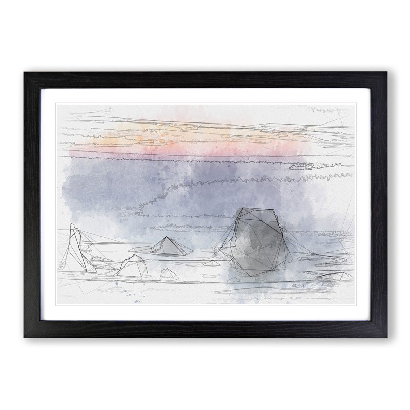 Beach in Bandon - Picture Frame Painting Print, 36cm H x 48cm W x 2cm D, Black Framed