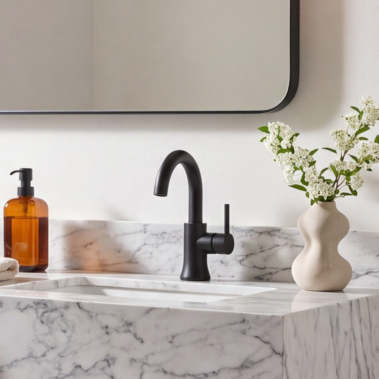 Trinsic Single-Hole Bathroom Faucet with Drain, Matte Black