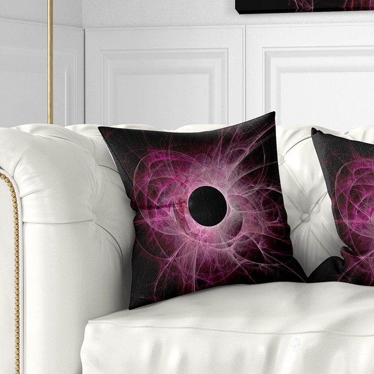  Coussin abstrait fractal, 18 po x 18 po, Coussin décoratif