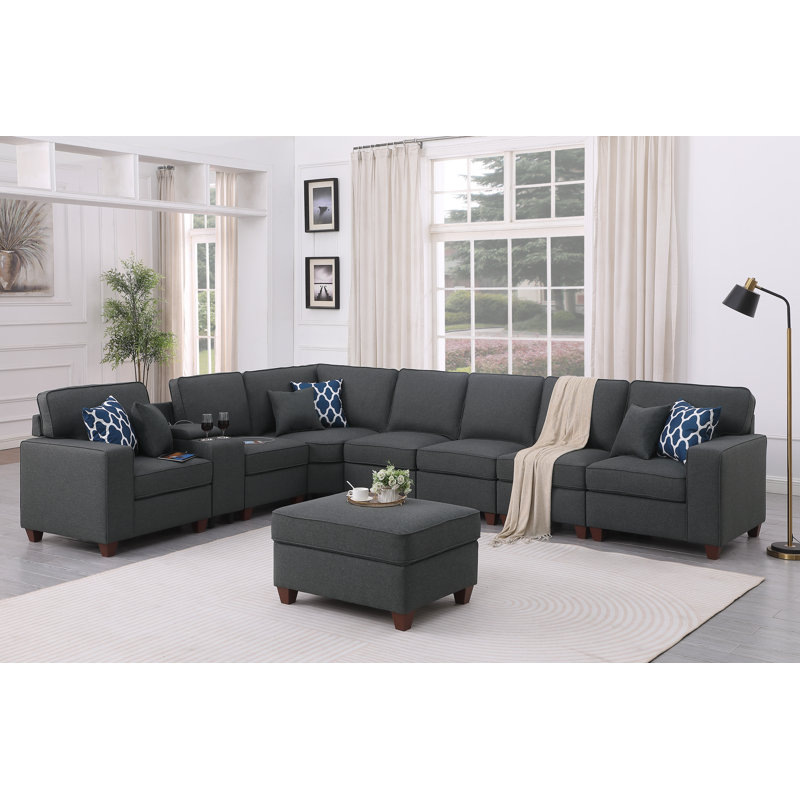 Henry Chenille Upholstered Sofa, Dark Gray Linen