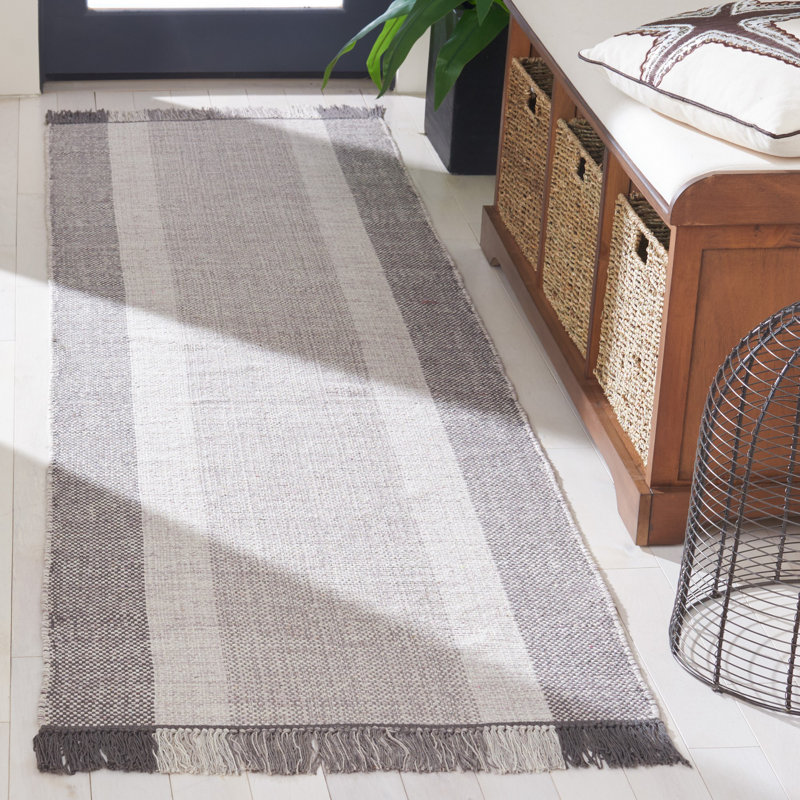 Tapis en coton tissé à la main Zoltan, Tapis de couloir 2 pi 3 po x 8 pi