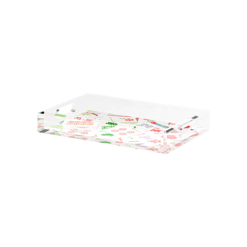 Plateau décoratif Mahjong, L 12,5 po x P 7,75 po x H 2 po, Pétale, Rectangulaire