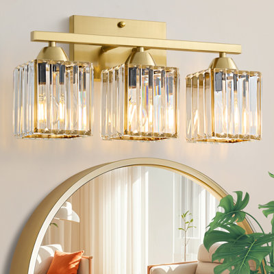 Éclairage de salle de bain à intensité variable 3 lumières avec abat-jour en cristal Monike