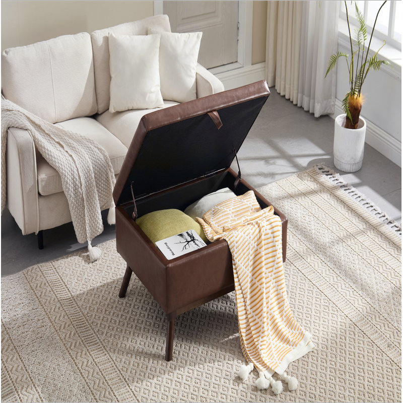 Banc de rangement Mid-Century, Polyuréthane brun