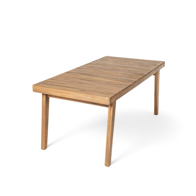69" Wood Patio Table, Slatted Design For Water Removal, 300 Lbs Capacity, Brown Tint, Ideal Outdoor Celebrations Dining Table In Size, Construction, Top Drainage, Family Meals