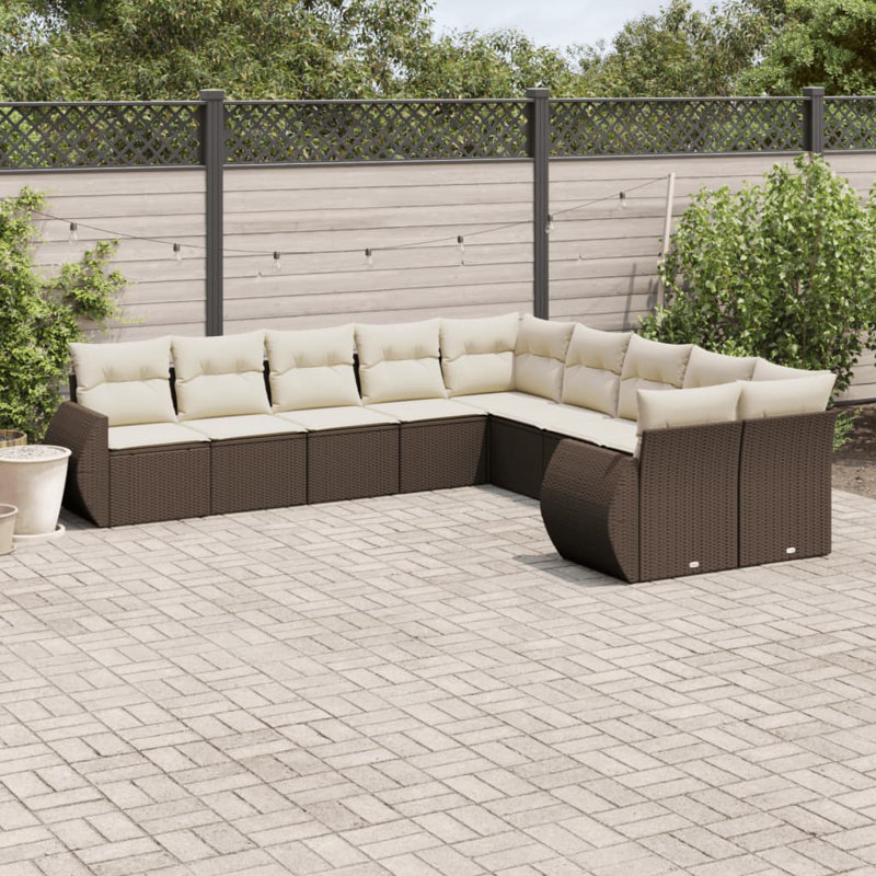Ensemble de canapé de jardin Vidaxl PE, Brun