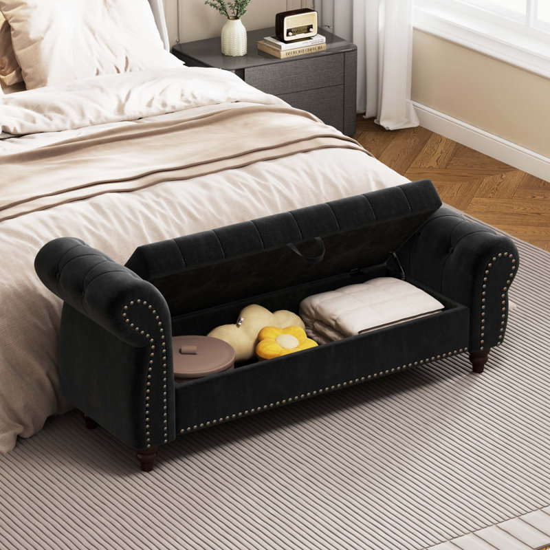64.5" Bed Bench, Black