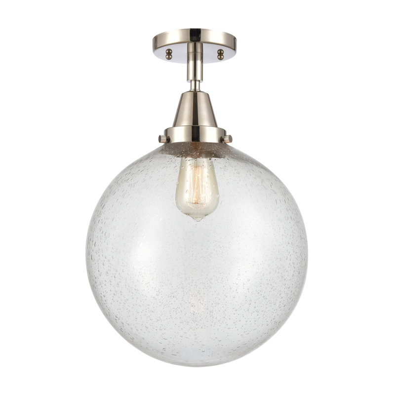 Plafonnier encastré en verre Amede, H 14,5 po x l 12 po x P 12 po, Grainé, Nickel poli