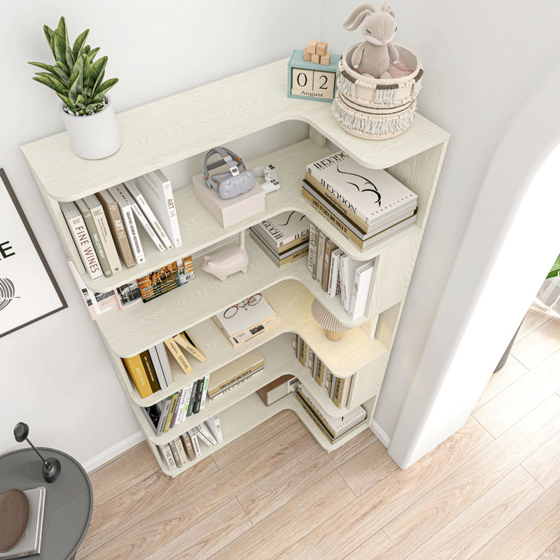 Bibliothèque de coin autoportante pour le salon, Blanc