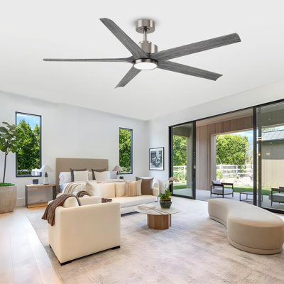 Modern 5 Blade Wood Ceiling Fan With Integrated Light