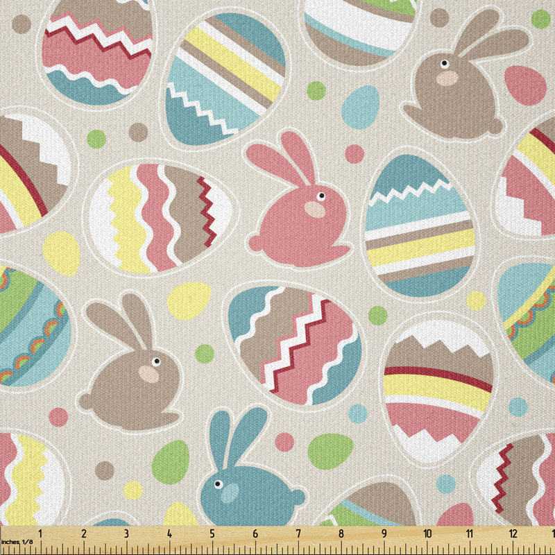 Deshai Zigzags and Waves with Bunnies and Dots Multi-Purpose Fabric