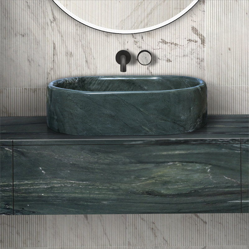 Vessel Sink, Oval-Shaped Sink For Bathroom, Green