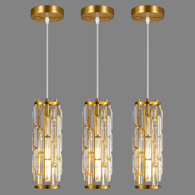 Taveyon Crystal Cylinder Pendant Lights Kitchen Island