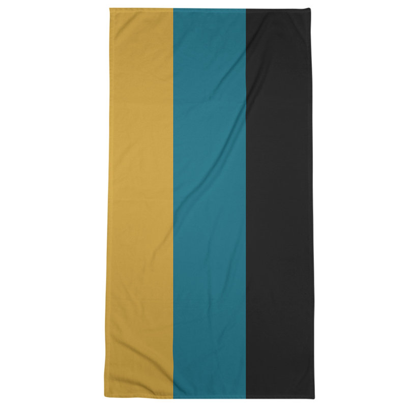 Beach Towel, Aqua/Black/Gold