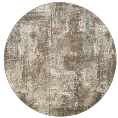 Nemohan Transitional Abstract Durable Performance Taupe/Sea Blue Area Rug
