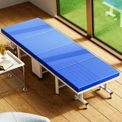 Rolling Folding Bed, Rollaway Bed with Foam Mattress, Foldable Camping Cot Sleeping Bed with Cover