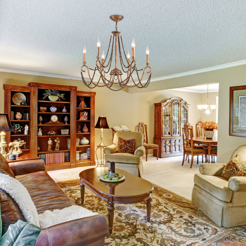 6-Light Dimmable Candle Style Chandelier, Bronze