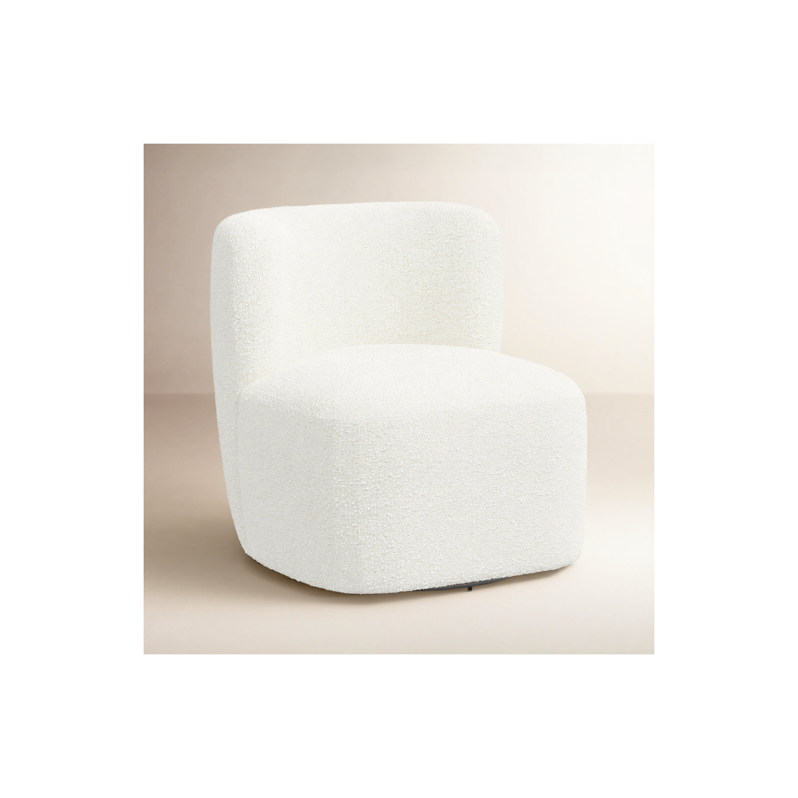 Mariza Upholstered Swivel Accent Chair, Classic Snow Boucle