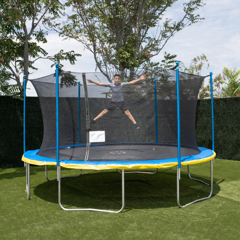 Trampoline de cour arrière de 15 pi avec enceinte de sécurité Sportspower TruJump (exclusivité Wayfair)