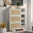 Bohemia Style Shoe Cabinet With 3 Rattan Flip Drawers, 3 Square Shelves And 1 Storage Drawer And Key Hooks-691901477