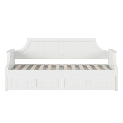 Antavious Coastal Cottage Solid Wood Twin Daybed with Storage Drawers