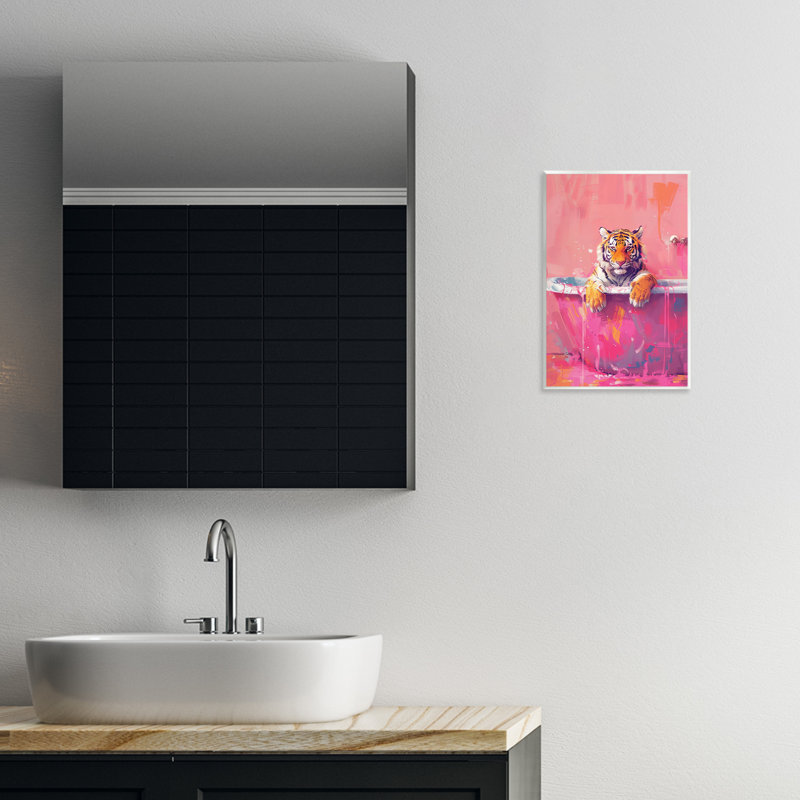 «Bright Bathing Tiger» sur plaque murale, design par LSR Design Studio, H 15 po x l 10 po