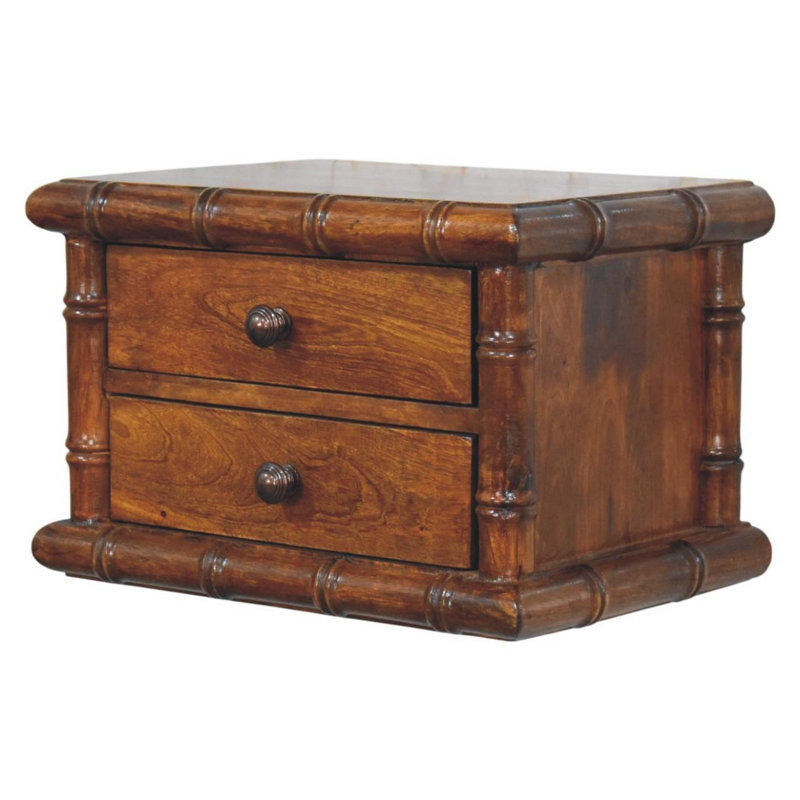 Bamboo Two Drawer Wall-mounted Bedside