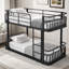 Lit superposé simple au-dessus de simple TG avec échelles et garde-corps, structure en métal à tuyaux ronds améliorée, élégant et polyvalent pour toutes les pièces, adolescents et adultes, noir