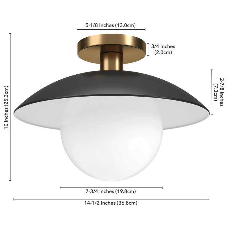 Robin Glass Semi Flush Mount, Matte Black