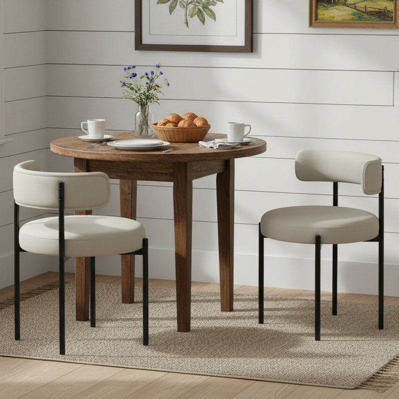 Chaises d'appoint rembourrées en similicuir, Beige gris, 2