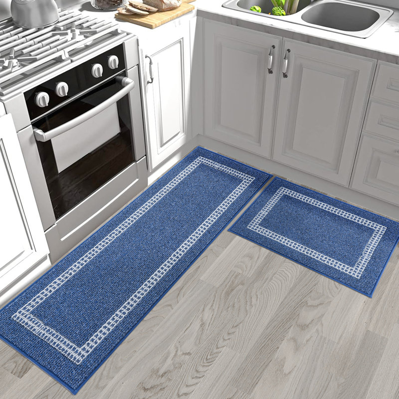Xamiera Washable Kitchen Mat (Set of 2), Blue