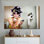 Reproduction d'art sur toile imprimée: Drôle de décoration de salle de bain - Femme sur une toilette, toiles 1P GoldFramed